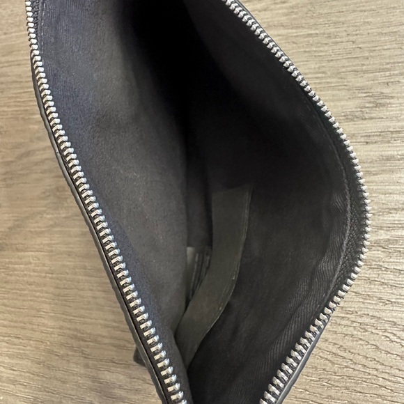 AllSaints Black Pebbled Leather Pouch Clutch Bag Insert Odette Tote Organizer - Picture 5 of 7